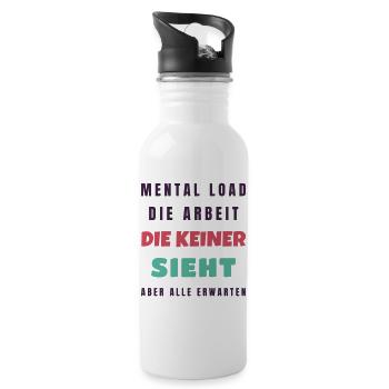 Mental Load Die Arbeit die keiner sieht - Mama - Trinkflasche mit integriertem Trinkhalm - Weiß - Rechts