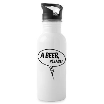 Ein Bier, bitte! (Sprechblase, Trinken, Down B) - Trinkflasche mit integriertem Trinkhalm - Weiß - Rechts