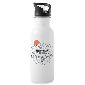 Mountains - Mentally on the Trail - Water bottle with straw - white - Right