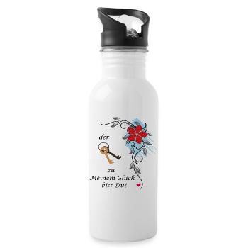 Glück - Trinkflasche mit integriertem Trinkhalm - Weiß - Rechts