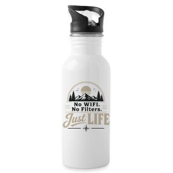 No WiFi No Filters Just Life | Outdoor Design - Water bottle with straw - white - Right