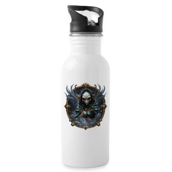 Blue Mystic with Ornate Wings - Water bottle with straw - white - Right