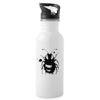 Bee Street Art Grunge Black - Water bottle with straw - white - Right