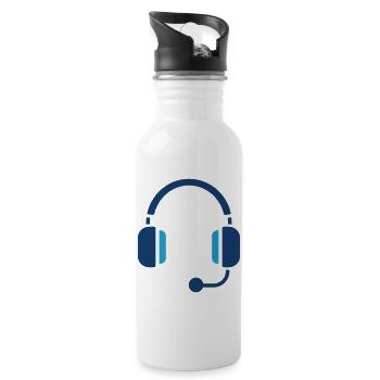 Headset Customer Support Line Icon - Water bottle with straw - white - Right