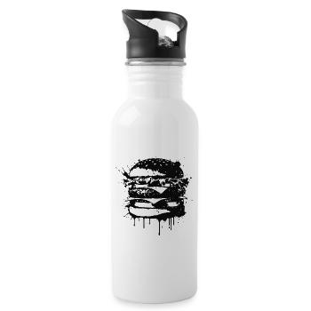 Burger Street Art Noir - Gourde avec paille intégrée - blanc - Droite