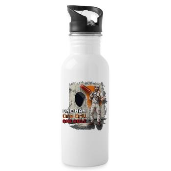 Meister der Bohrung - Trinkflasche mit integriertem Trinkhalm - Weiß - Rechts