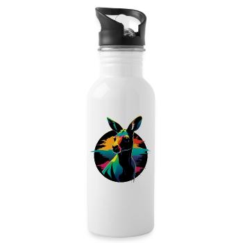Kangaroo Portrait - Water bottle with straw - white - Right