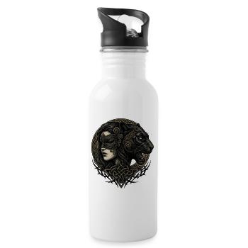 Lady Figurehead and Animal in Celtic Knot - Water bottle with straw - white - Right