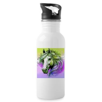 horse - Water bottle with straw - white - Right