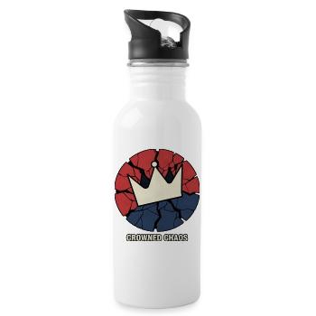 CROWNED CHAOS – Broken Crown Symbol - Water bottle with straw - white - Right