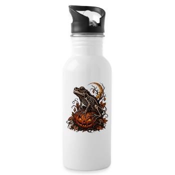 Toad on pumpkin - Water bottle with straw - white - Right