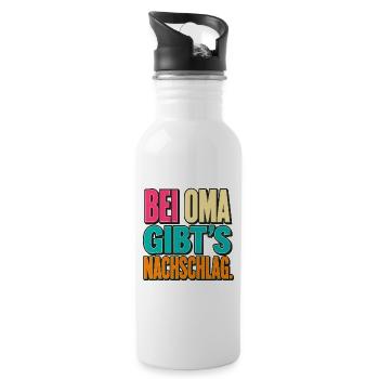 Bei Oma gibt’s Nachschlag. - Trinkflasche mit integriertem Trinkhalm - Weiß - Rechts