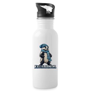 Panda Winterlook: Schal Mütze - Trinkflasche mit integriertem Trinkhalm - Weiß - Rechts