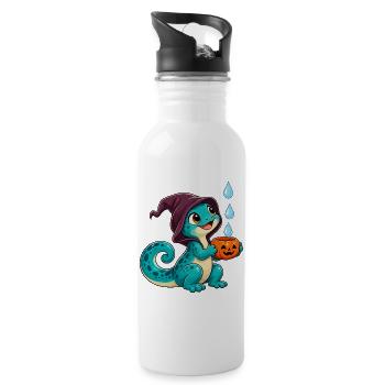 Kuscheldino Halloween Kürbis - Trinkflasche mit integriertem Trinkhalm - Weiß - Rechts