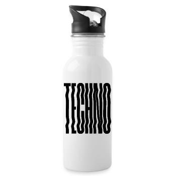 Techno Wave verzerrte Typografie - Trinkflasche mit integriertem Trinkhalm - Weiß - Rechts