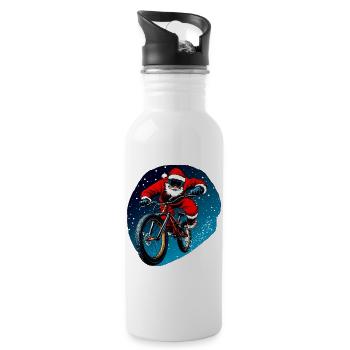 Downhill Biker Weihnachten - Trinkflasche mit integriertem Trinkhalm - Weiß - Rechts