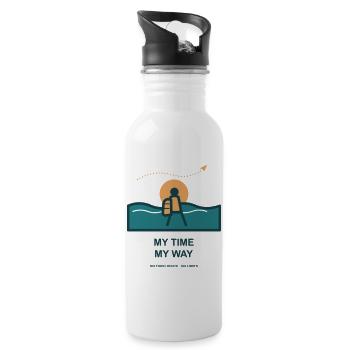 Meine Zeit Mein Weg - Trinkflasche mit integriertem Trinkhalm - Weiß - Rechts