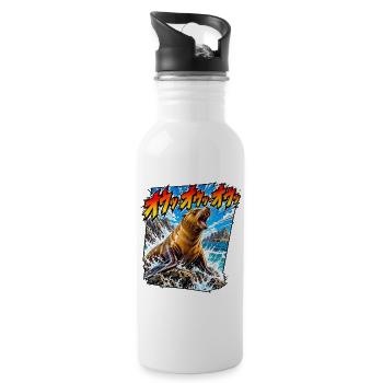 Seelöwe Ou Ou Ou - Trinkflasche mit integriertem Trinkhalm - Weiß - Rechts