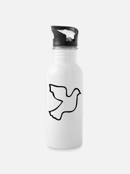 Colombe de la paix - Gourde avec paille intégrée - blanc