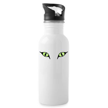 Katzenaugen 03 / Cat Eyes - Trinkflasche mit integriertem Trinkhalm - Weiß - Rechts