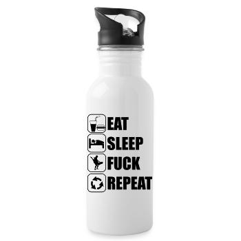 Eat, sleep, fuck, repeat - Water bottle with straw - white - Right