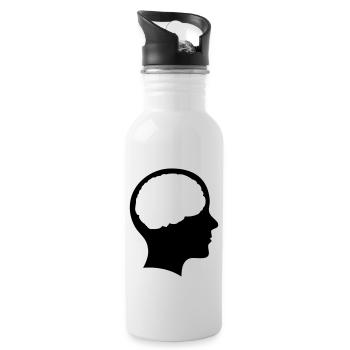 Symbol Kopf mit Hirn - Trinkflasche mit integriertem Trinkhalm - Weiß - Rechts