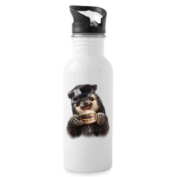 BURGER COP - Water bottle with straw - white - Right