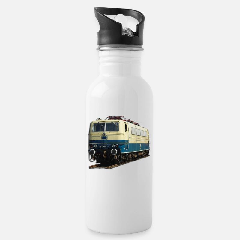 Lokomotive DB184 - Trinkflasche mit integriertem Trinkhalm - Weiß