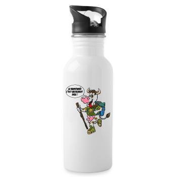 la vache en randonnée - Gourde avec paille intégrée - blanc - Droite