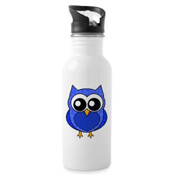 Eule für Jungs / Owl - Trinkflasche mit integriertem Trinkhalm - Weiß - Rechts