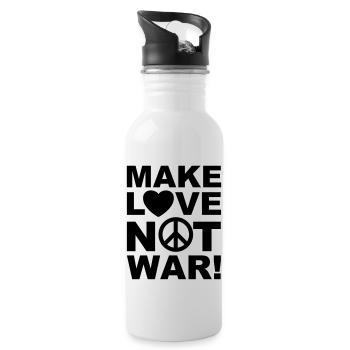 05 Make Love not war Herz Peace - Trinkflasche mit integriertem Trinkhalm - Weiß - Rechts