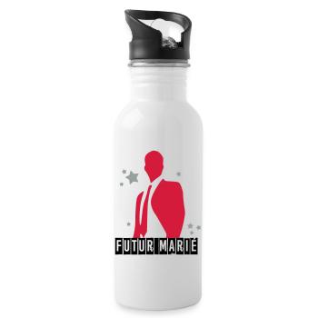 futur marié - Gourde avec paille intégrée - blanc - Droite