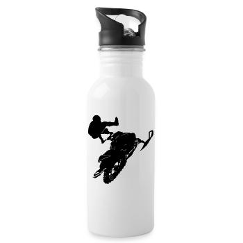 Snowmobil, Snowboarder, Snowboarden, ✔ - Trinkflasche mit integriertem Trinkhalm - Weiß - Rechts