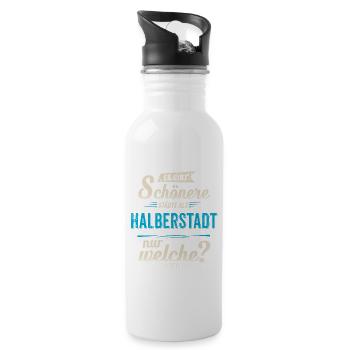 Heimat Stadt - Halberstadt - blau retro - - Trinkflasche mit integriertem Trinkhalm - Weiß - Rechts