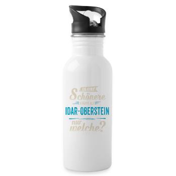 Heimat Stadt - Idar Oberstein - blau retro - - Trinkflasche mit integriertem Trinkhalm - Weiß - Rechts