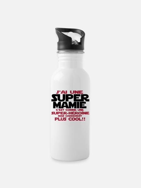 j'ai une super mamie - Gourde avec paille intégrée - blanc