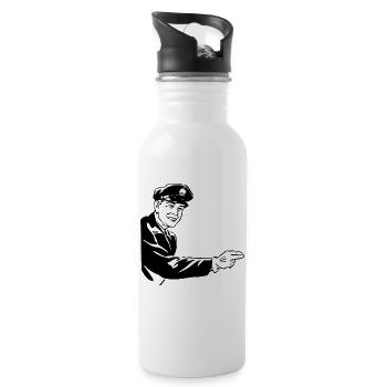 Polizist - Trinkflasche mit integriertem Trinkhalm - Weiß - Rechts