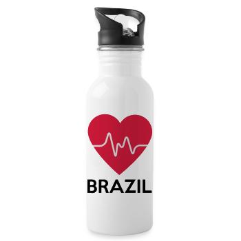 Herz Brazil - Trinkflasche mit integriertem Trinkhalm - Weiß - Rechts