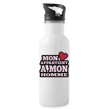 mon coeur appartient à mon homme - Gourde avec paille intégrée - blanc - Droite