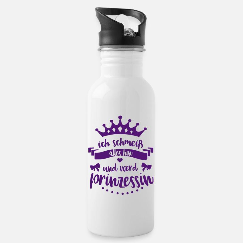 Ich schmeiß alles hin und werd Prinzessin - Trinkflasche mit integriertem Trinkhalm - Weiß