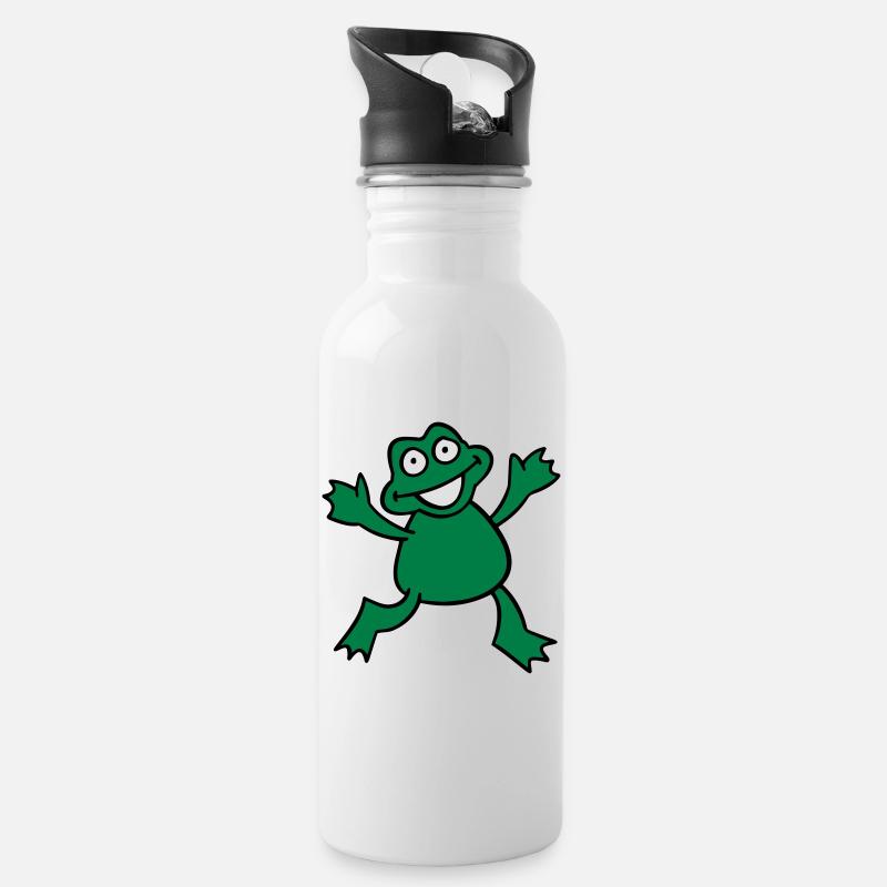 Frosch - Trinkflasche mit integriertem Trinkhalm - Weiß