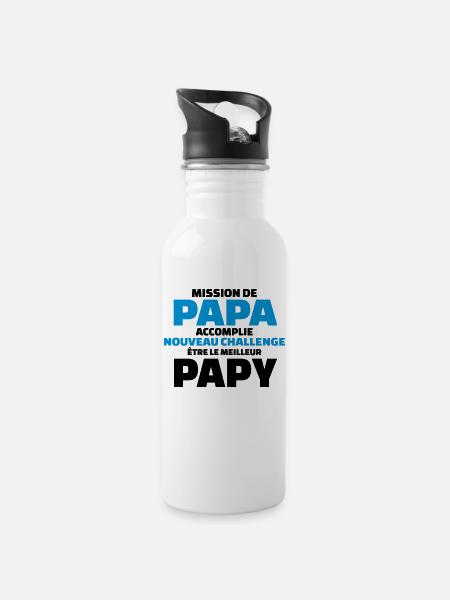 nouveau challenge être le meilleur papy - Gourde avec paille intégrée - blanc