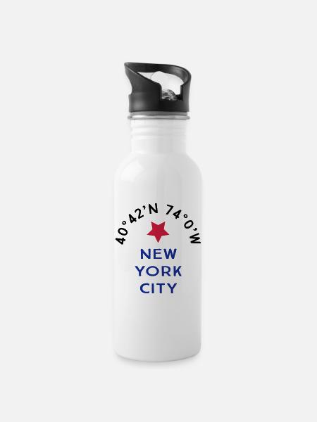 New York City - Gourde avec paille intégrée - blanc
