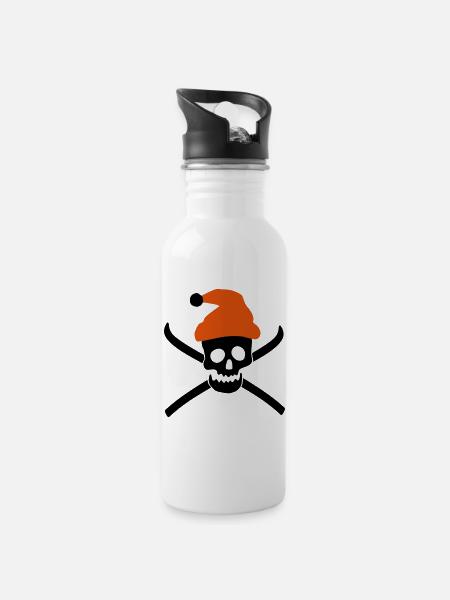 Ski - Trinkflasche mit integriertem Trinkhalm - Weiß
