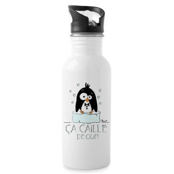 Manchot "Ça"Caille" - Gourde avec paille intégrée - blanc - Droite