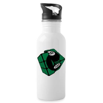 cube billard boule rubi forme - Gourde avec paille intégrée - blanc - Droite