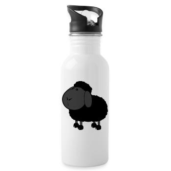 Schwarzes Schaf - Trinkflasche mit integriertem Trinkhalm - Weiß - Rechts