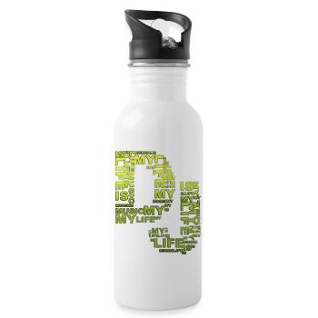 DJ - music is my life - Trinkflasche mit integriertem Trinkhalm - Weiß - Rechts