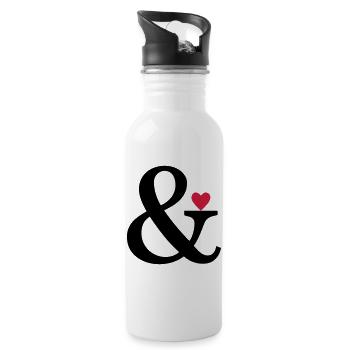 Ampersand Herz - Liebe Geschenk Zeichen der Liebe - Trinkflasche mit integriertem Trinkhalm - Weiß - Rechts
