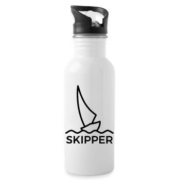 Skipper / segeln - Trinkflasche mit integriertem Trinkhalm - Weiß - Rechts